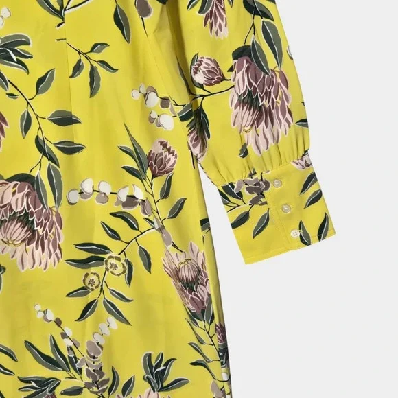 LOFT Boatneck Floral Shift Dress Yellow 10 Cottagecore Spring Garden Brunch NWT - Picture 4 of 12